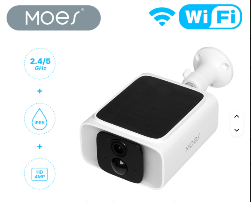 Cámara Exterior MOES Tuya WiFi Dual Band con Panel Solar – Seguridad 24/7 Panamá