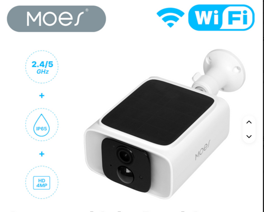 Cámara Inteligente MOES Tuya WiFi de Doble Banda 2.4GHz 5GHz con Panel Solar Integrado