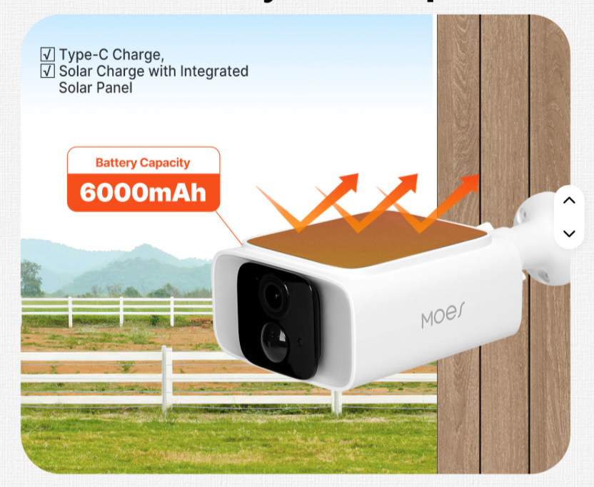 Cámara Exterior MOES Tuya WiFi Dual Band con Panel Solar – Seguridad 24/7 Panamá
