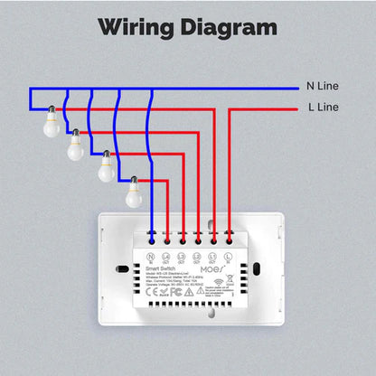 Interruptor Inteligente WiFi Táctil 1 Vía Matter MOES – Smart Home Panamá