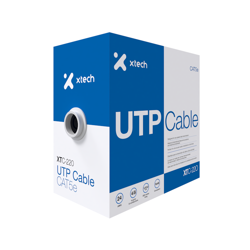 Bobina Cable Cat5e UTP Xtech XTC-220 305m Gris PVC – Red Estructurada Panamá