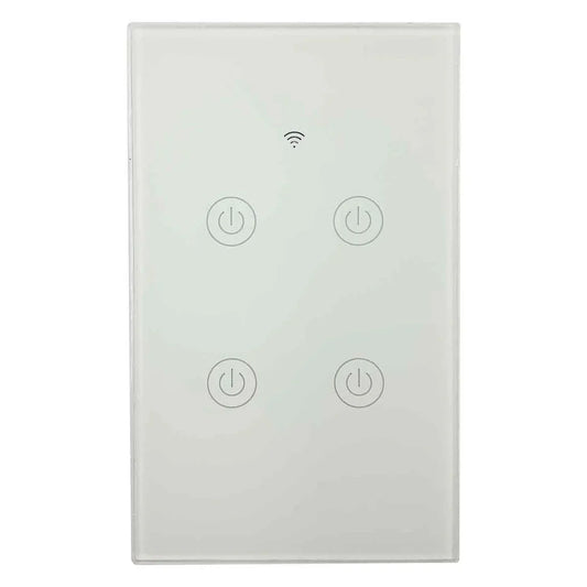 Interruptor Táctil Inteligente WiFi 4 Botones Blanco – Smart Home Panamá
