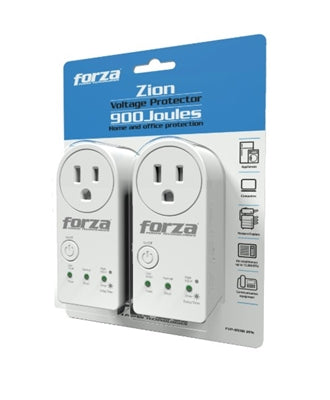 Forza Zion PVP-1201B 2PK - Protector de Voltaje, 900J, 1800W, 2 Unidades, Blanco