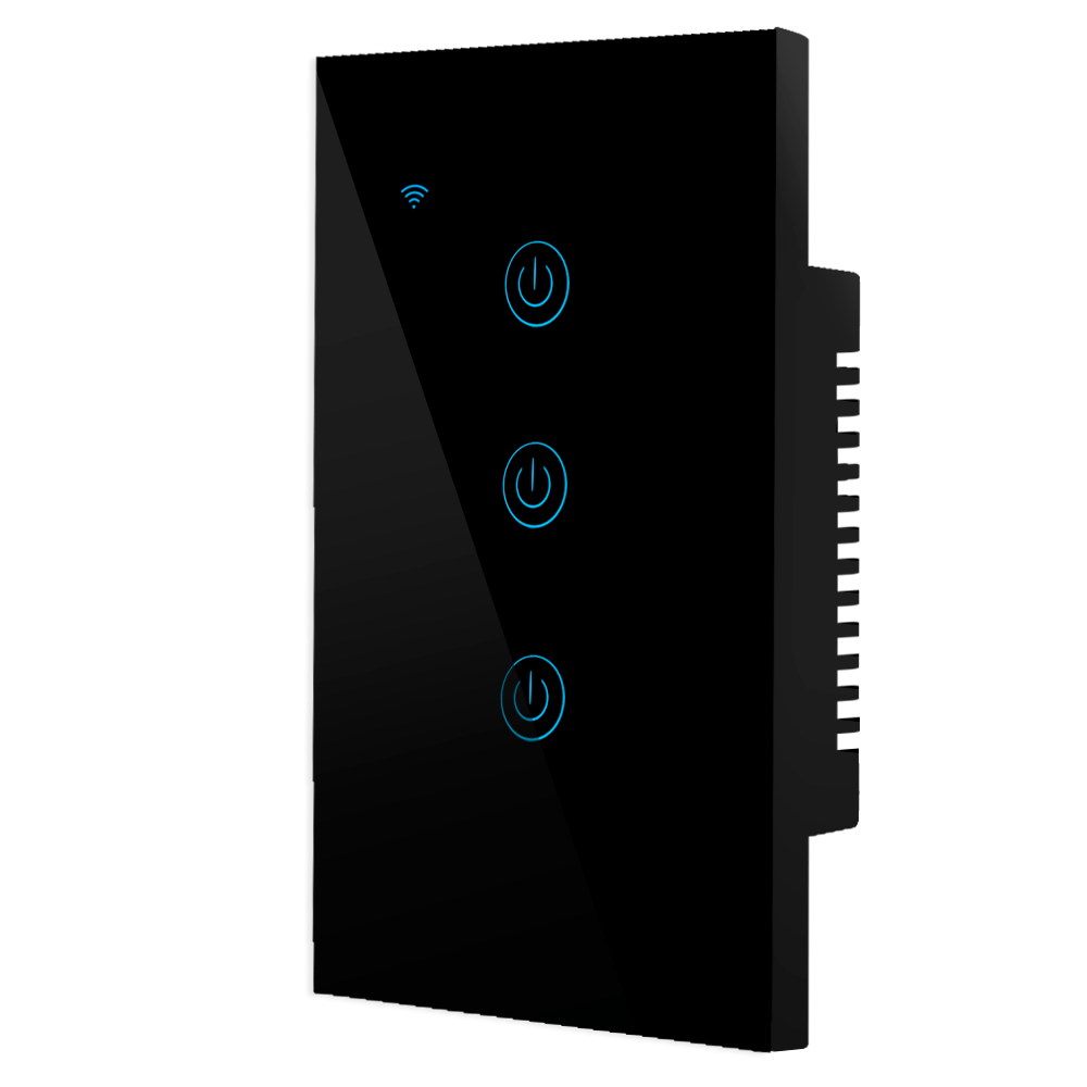 Interruptor Táctil Inteligente WiFi 3 vias Negro – Alexa Panamá