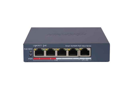 Switch PoE+ Monitoreable 4 Puertos 100Mbps + 1 Uplink Gigabit – Red Profesional Panamá
