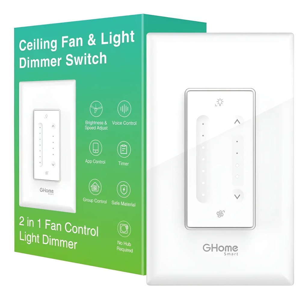 Interruptor Regulador Inteligente WIFI GHome SW19 para Ventilador de Techo
