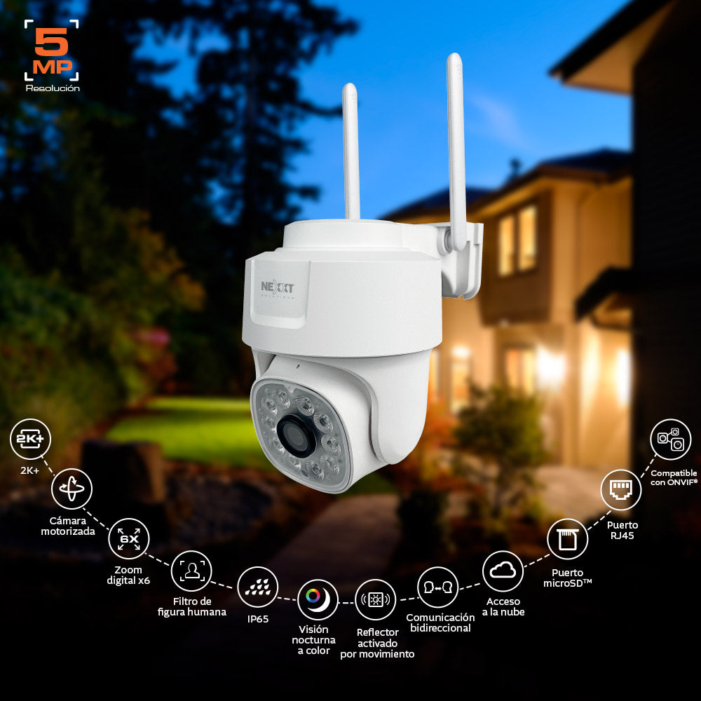 Cámara Inteligente WiFi PTZ 2K+ 5MP RJ45 Nexxt NHC-OP10 – Videovigilancia Panamá