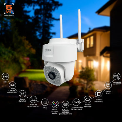 Cámara Inteligente WiFi PTZ 2K+ 5MP RJ45 Nexxt NHC-OP10 – Videovigilancia Panamá