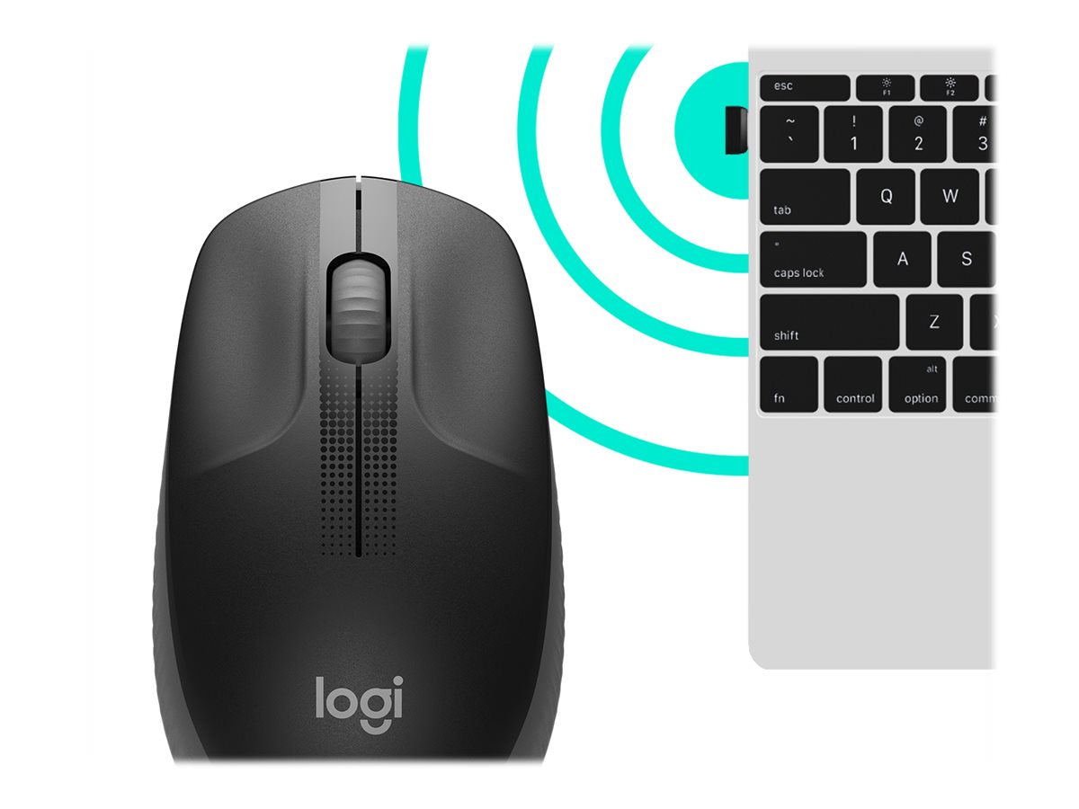 Logitech M190 - Ratón - óptico - 3 botones - inalámbrico - receptor inalámbrico USB - carbón