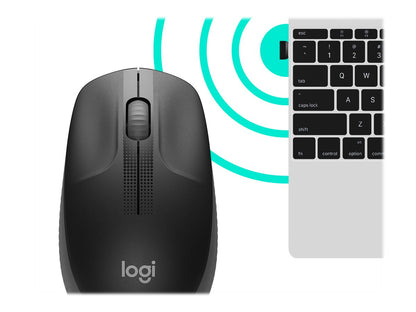 Logitech M190 - Ratón - óptico - 3 botones - inalámbrico - receptor inalámbrico USB - carbón