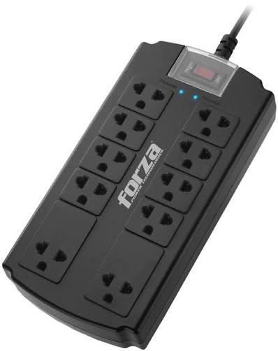 Forza FSP-10UN - Protector de Voltaje, 10 Salidas, 110V/220V, 15A, 1080 Joules