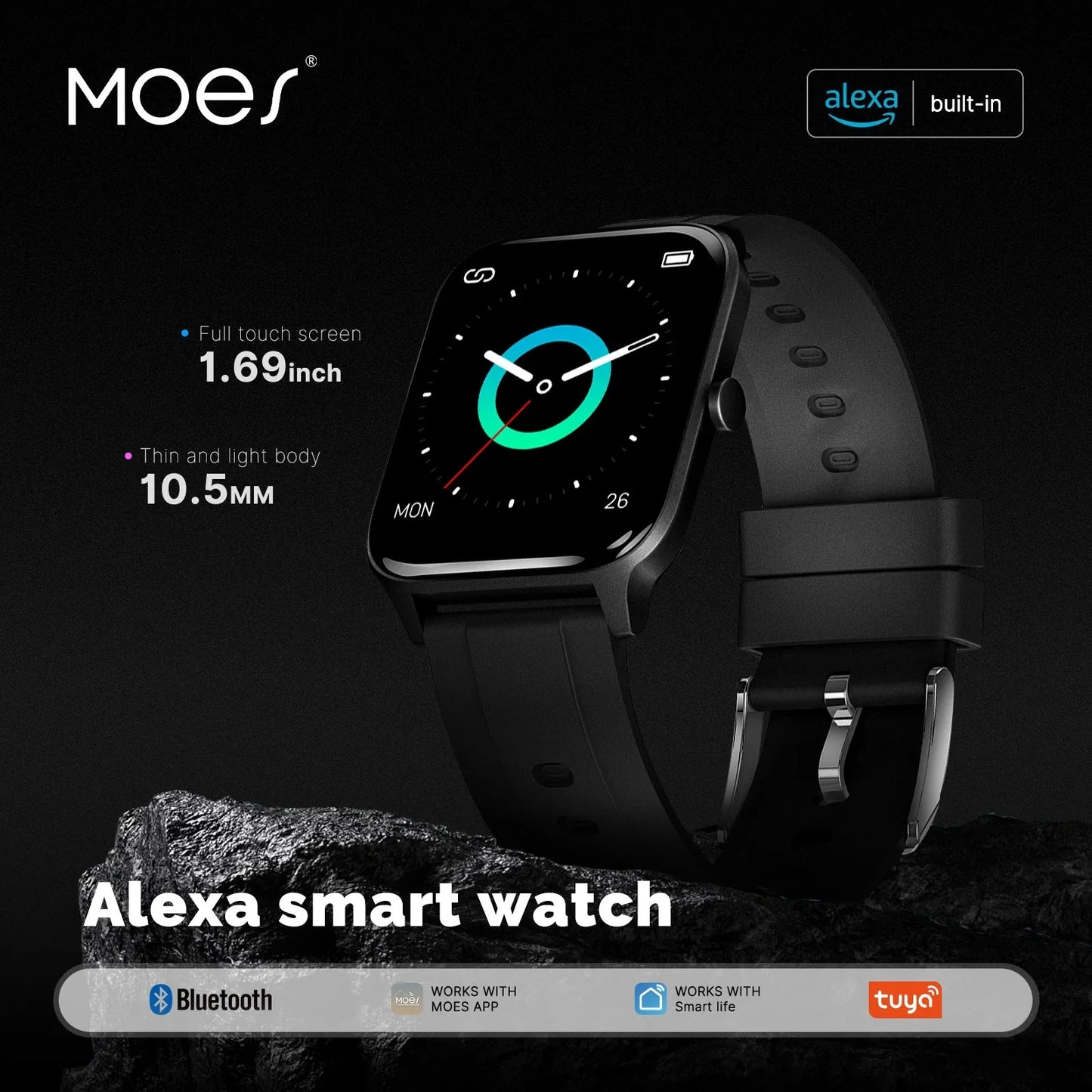 Smartwatch Cuadrado con Alexa Integrada MOES GT5S – Fitness Panamá
