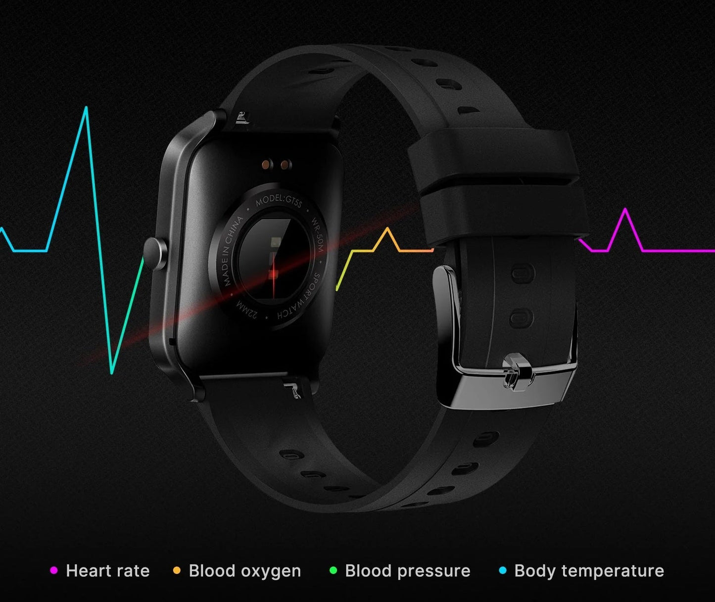 Smartwatch Cuadrado con Alexa Integrada MOES GT5S – Fitness Panamá