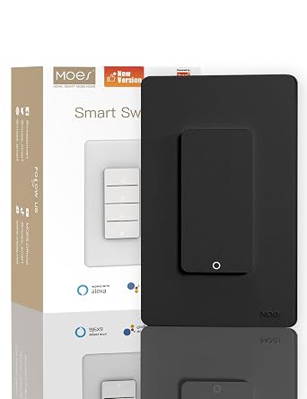 Interruptor Inteligente WiFi 1 Vía funciona con alexa o Google - MOES - Negro