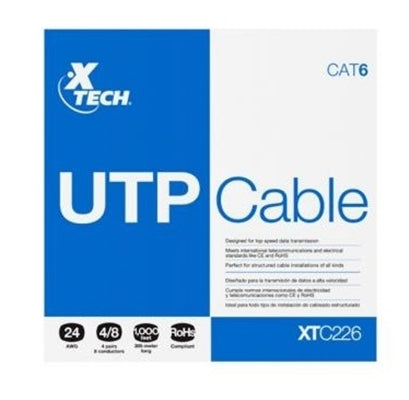 Cable Cat6 UTP Xtech XTC-226 305m Gris – Red Gigabit Estructurada Panamá
