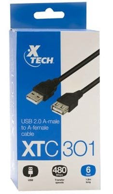 Cable Extensión USB Xtech XTC-301 Tipo-A Macho a Hembra 1.8m – Panamá